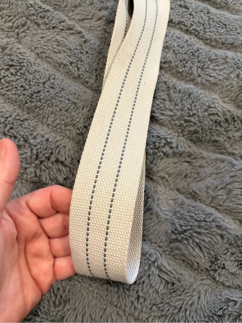 Canvas D-Ring Belt - Cream with Black Stitching